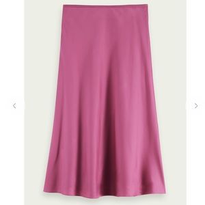 Scotch & Soda Relaxed Midi Skirt Magenta Satin NWT